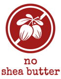 red circle with a white shea nut icon with a white line slashed through