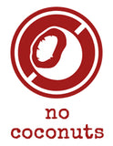 red circle with a white coconut icon with a white line slashed through