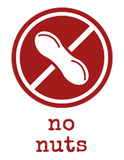 red circle with white nut icon with a white line slashed through
